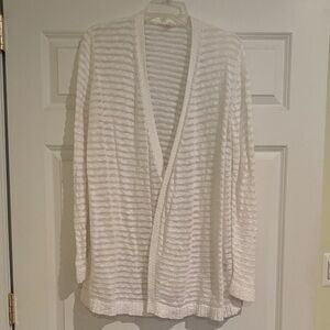 Eileen Fisher Cream Striped Cardigan